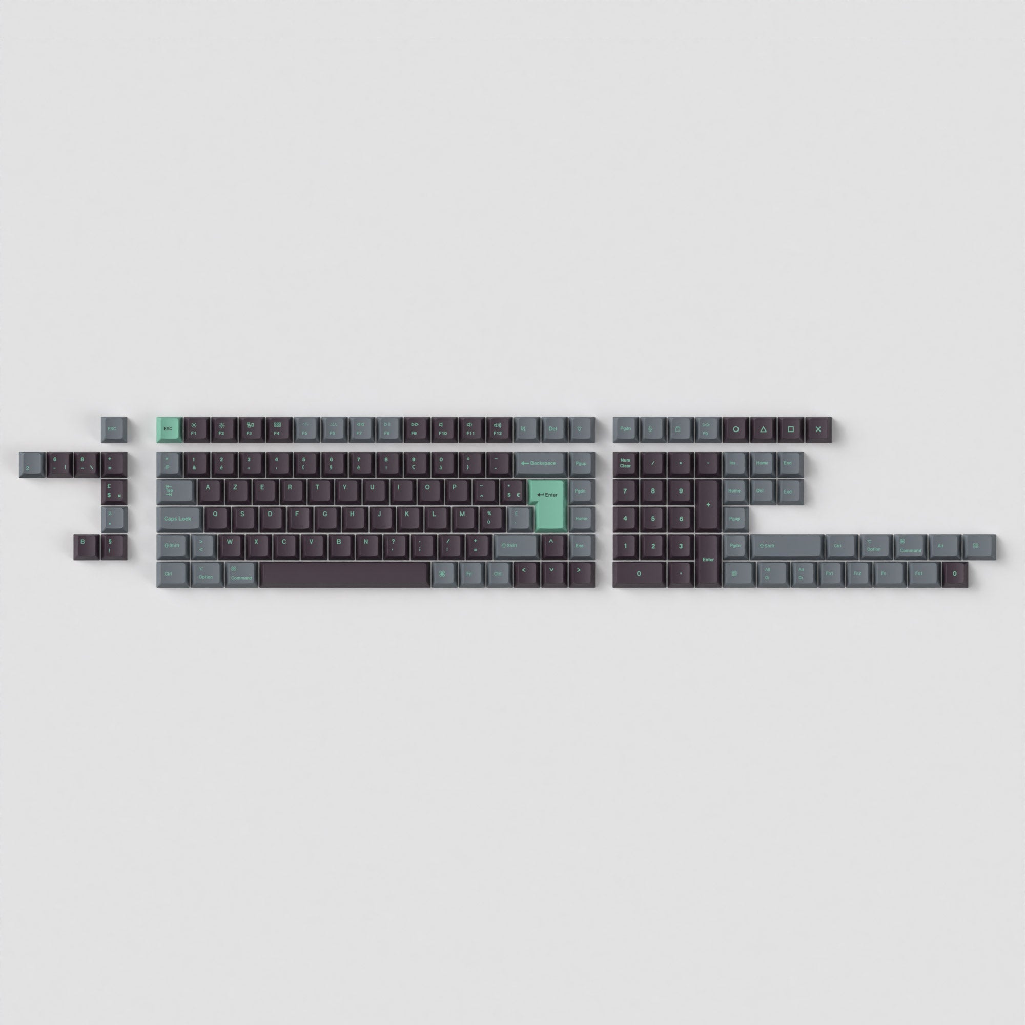 ISO Cherry Profile Dye-Sub PBT Full Set Keycap Set - Hacker Mint - Image 3