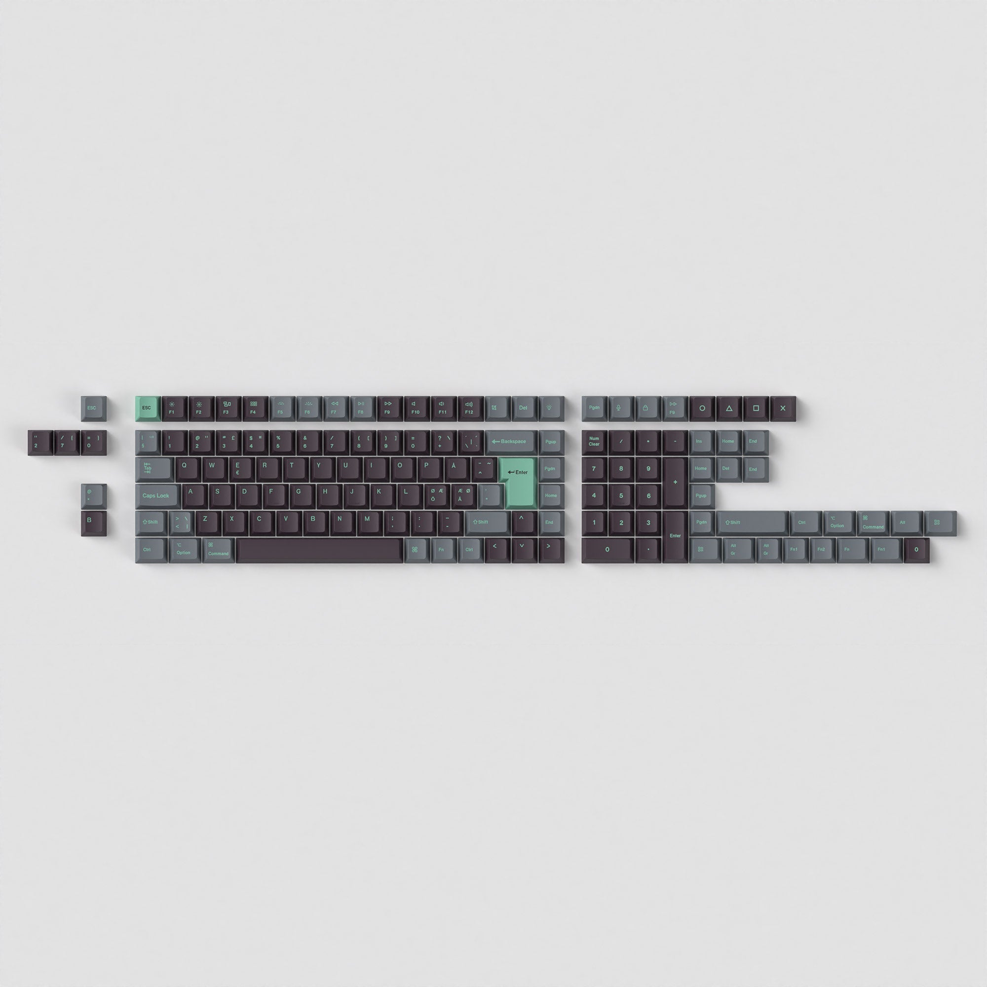 ISO Cherry Profile Dye-Sub PBT Full Set Keycap Set - Hacker Mint - Image 4