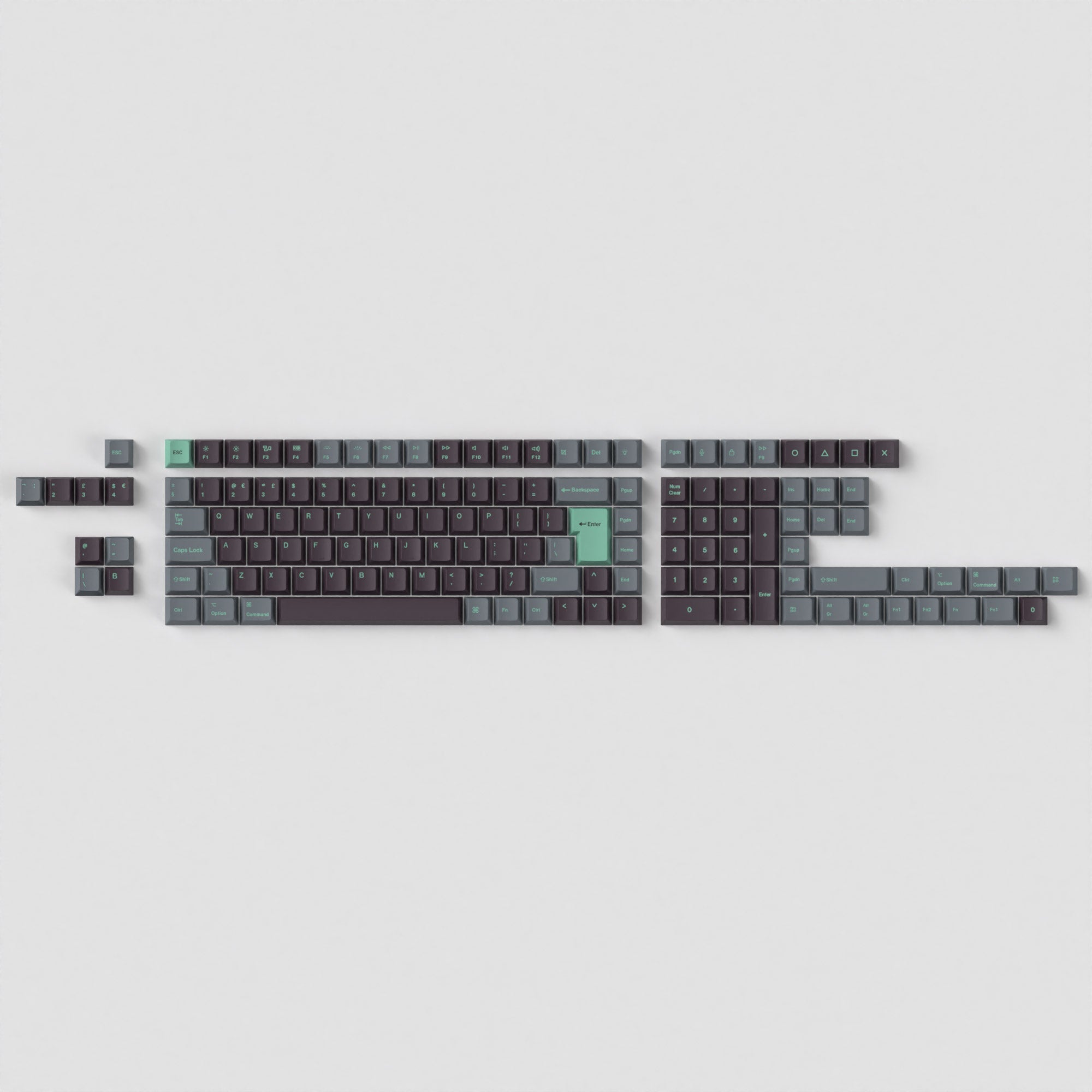 ISO Cherry Profile Dye-Sub PBT Full Set Keycap Set - Hacker Mint - Image 6