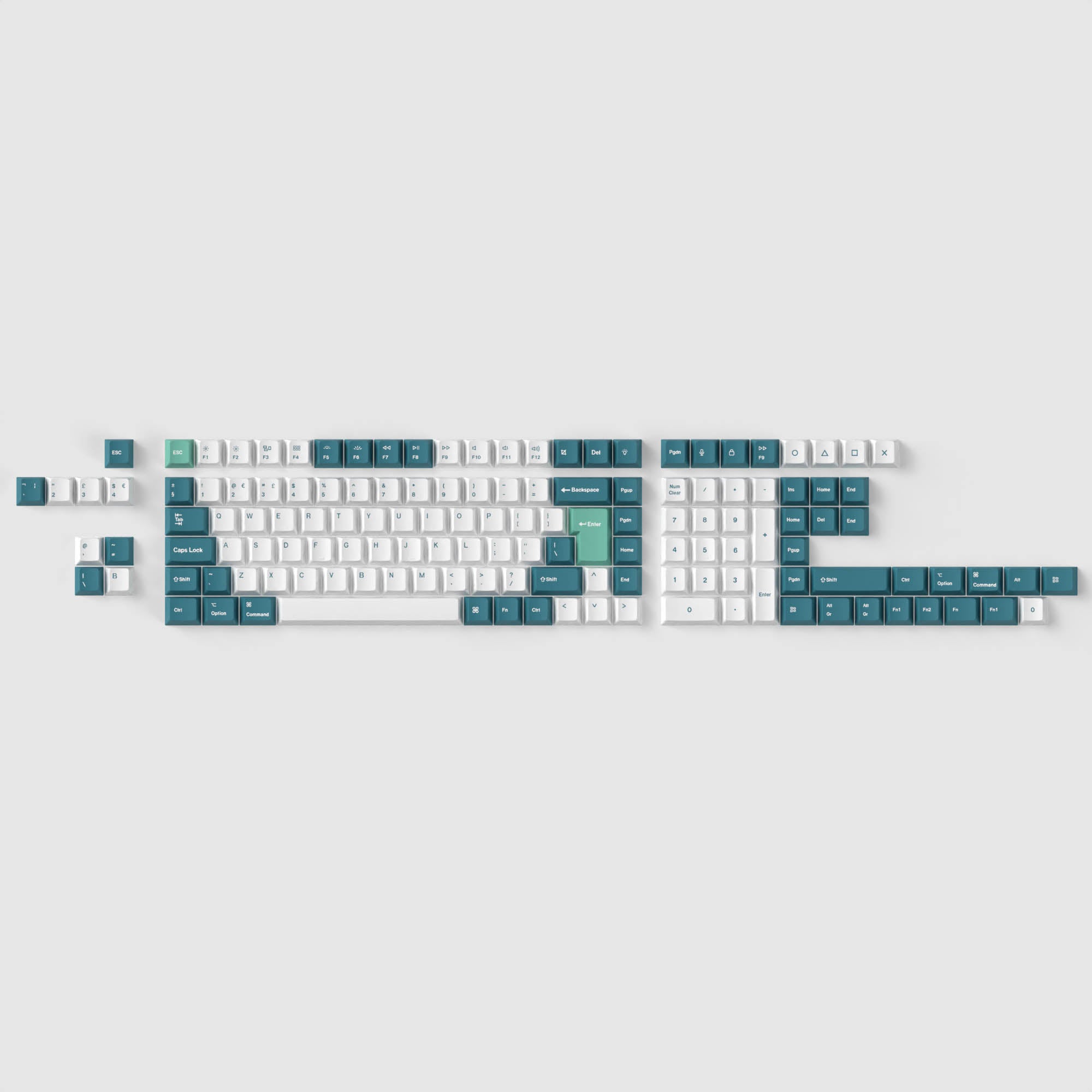 ISO Cherry Profile Dye-Sub PBT Full Set Keycap Set - White Mint - Image 6