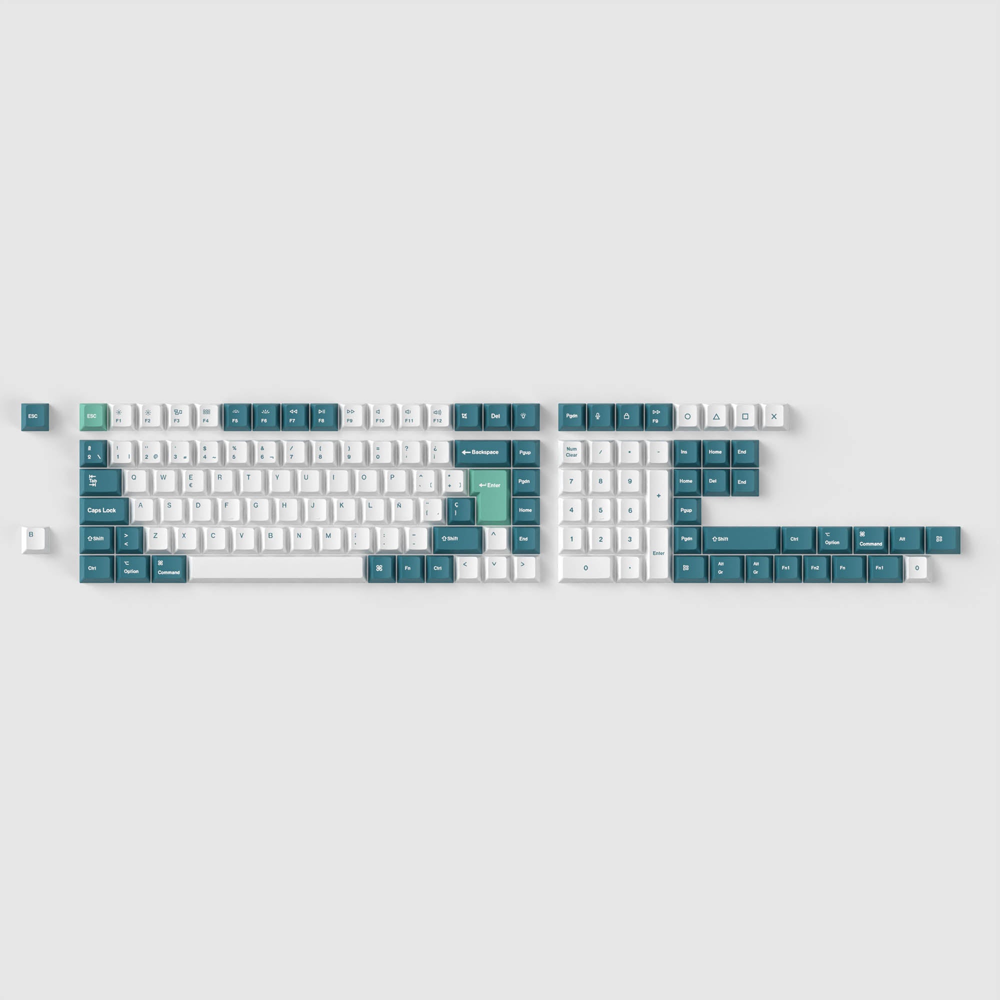 ISO Cherry Profile Dye-Sub PBT Full Set Keycap Set - White Mint - Image 2
