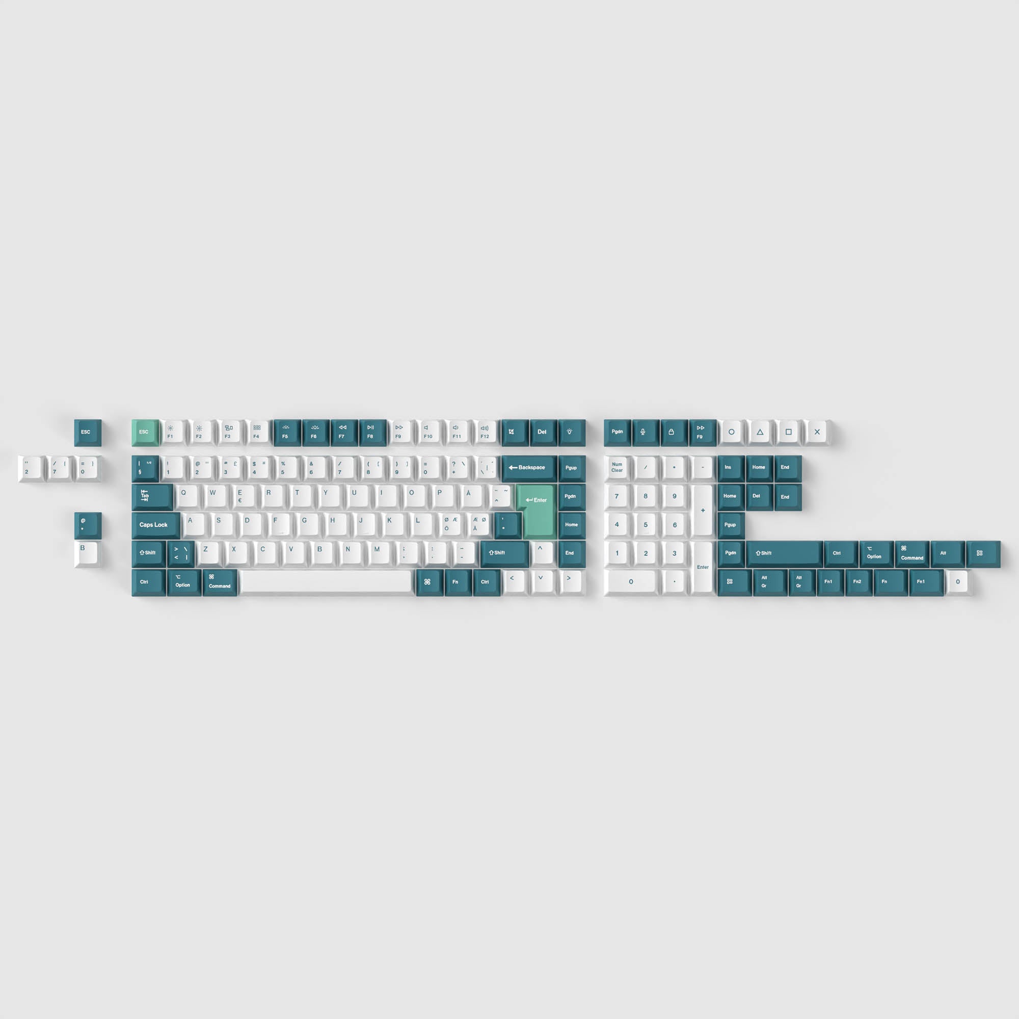 ISO Cherry Profile Dye-Sub PBT Full Set Keycap Set - White Mint - Image 4
