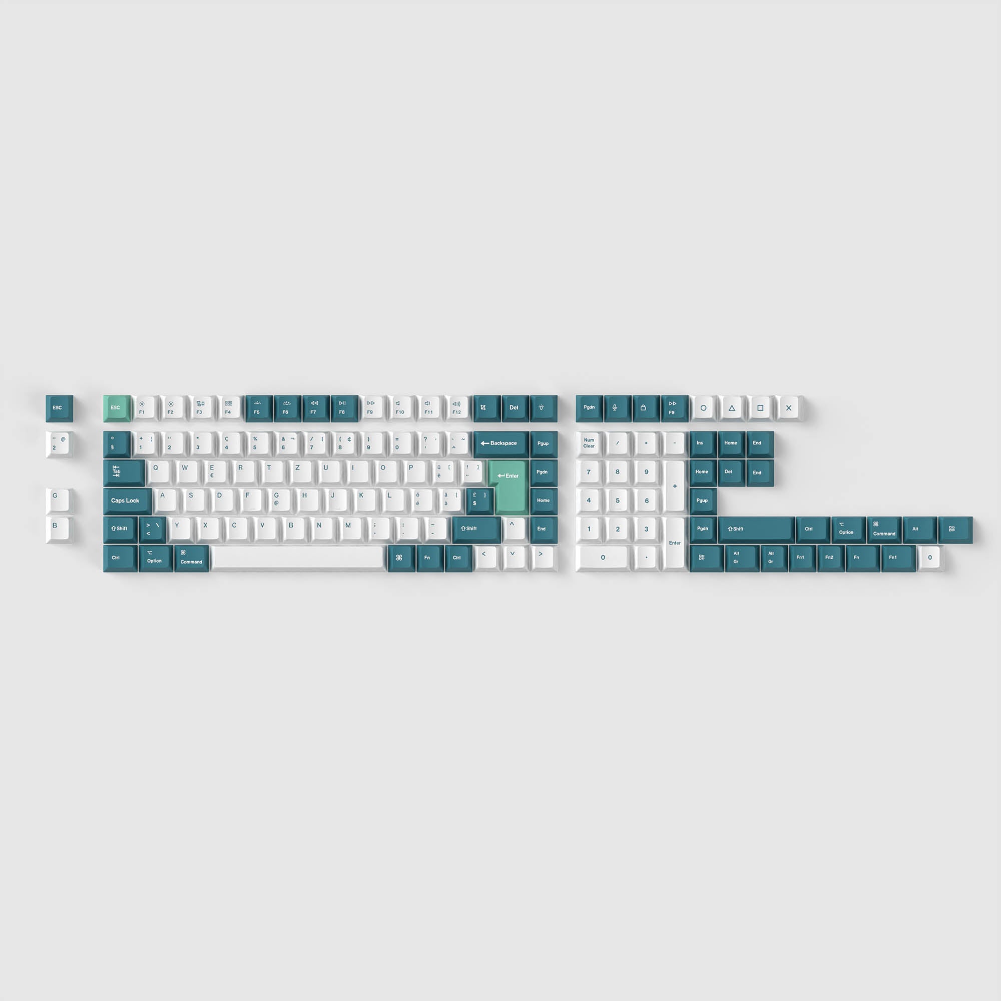 ISO Cherry Profile Dye-Sub PBT Full Set Keycap Set - White Mint - Image 5