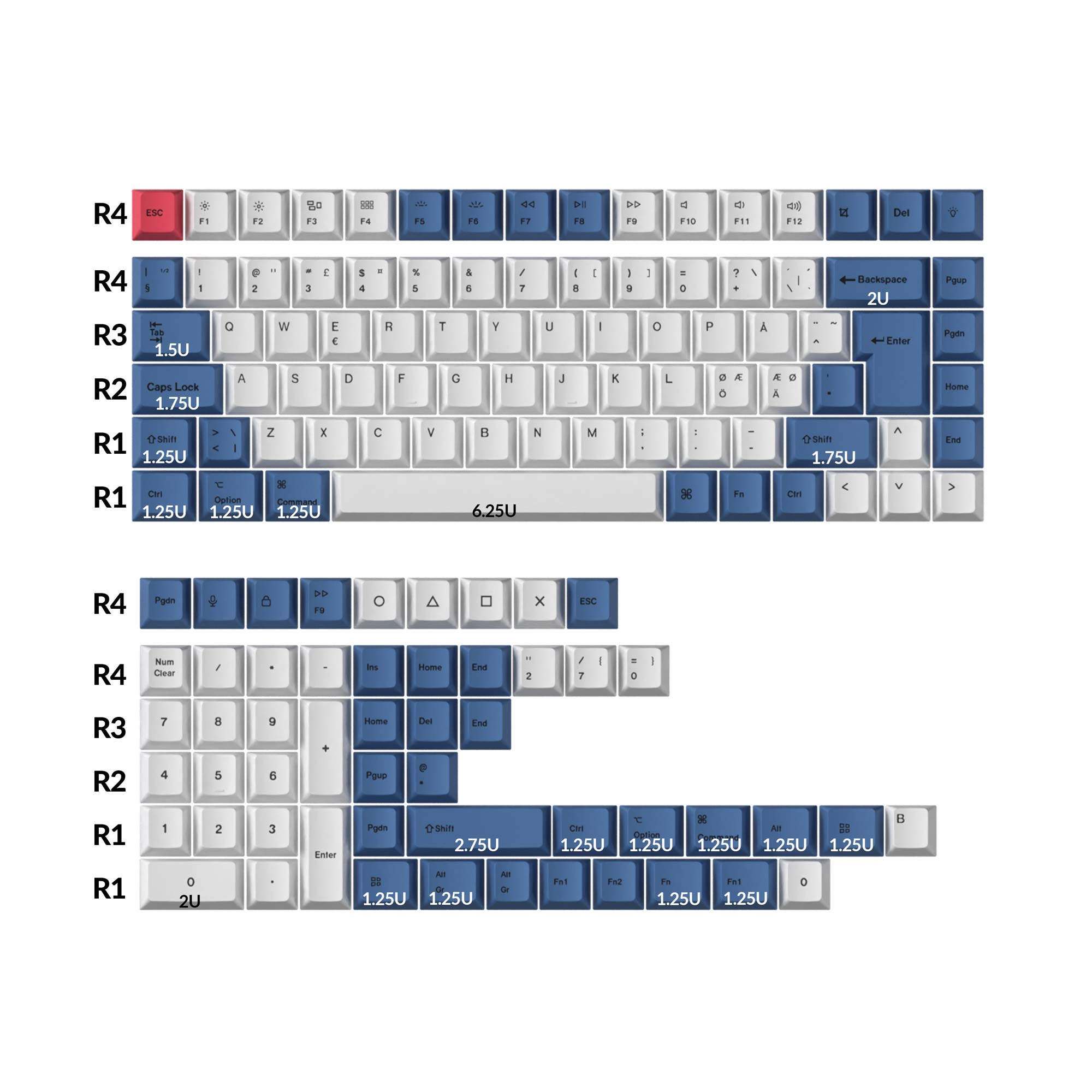 ISO Cherry Profile Dye-Sub PBT Full Set Keycap Set - Modern Blue - Image 2