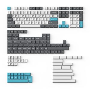 Cherry Profile Double - Shot PBT Full Set Keycaps - Grey. White. and Blue