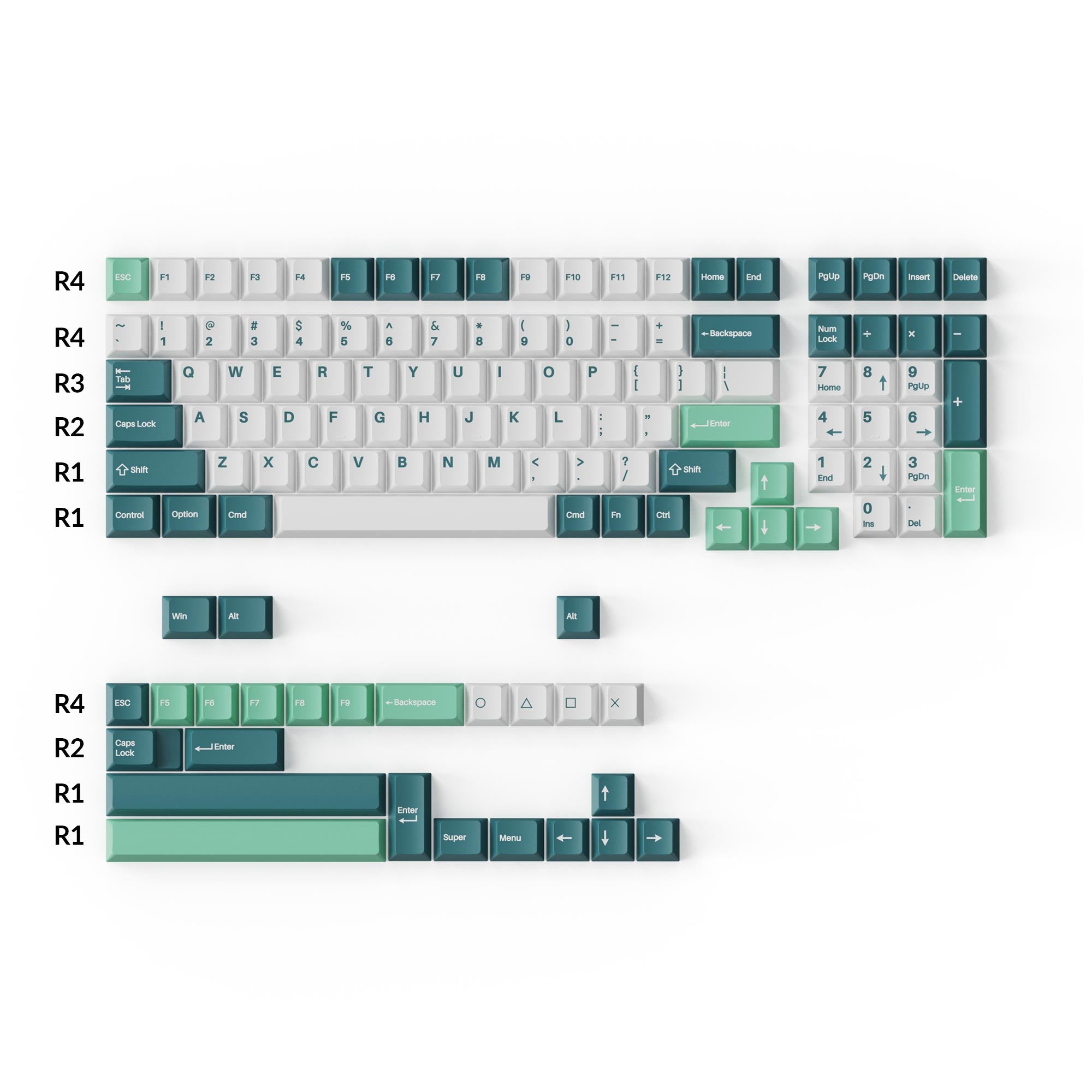 Cherry Profile Double - Shot PBT Full Set Keycaps - White Mint - Image 2