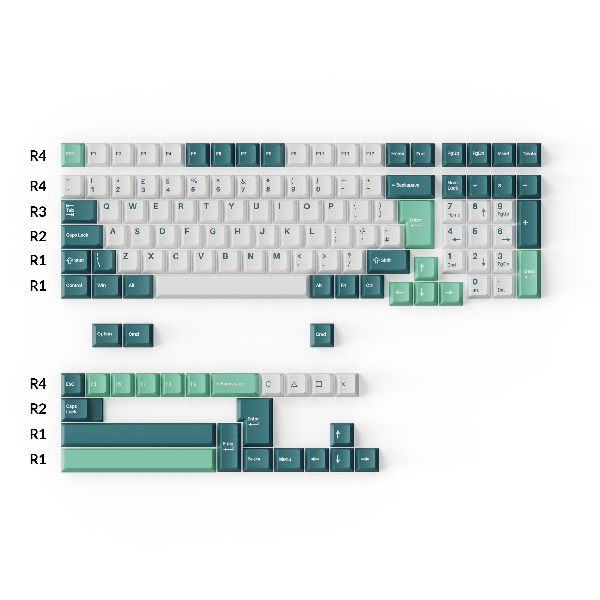 Cherry Profile Double - Shot PBT Full Set Keycaps - White Mint - Image 5