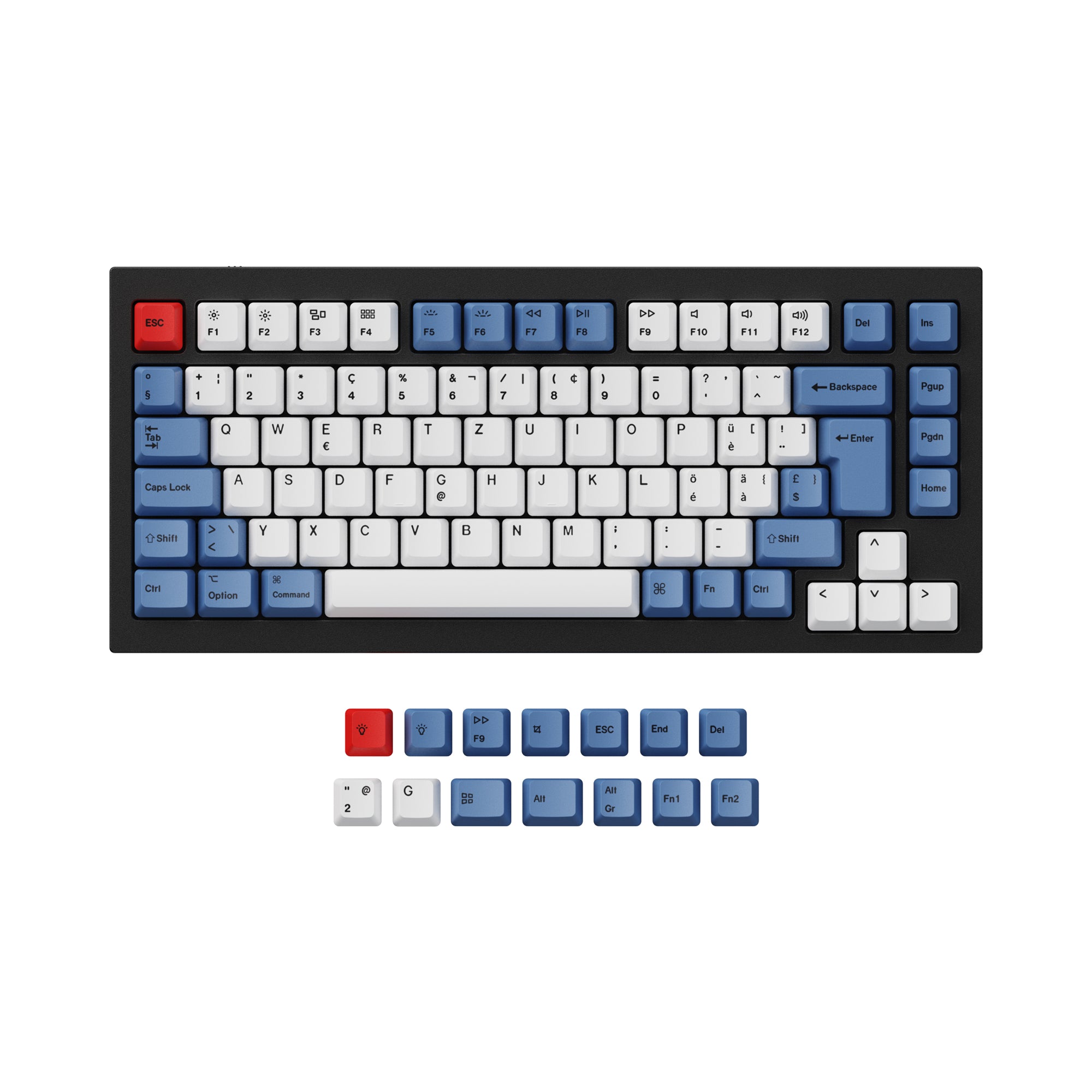 ISO & ANSI Q1 & Q1 Pro & Q2 & Q2 Pro & V1 & V2 & K2 & K2 Pro OEM Dye-Sub PBT Keycap Set - Blue - Image 6