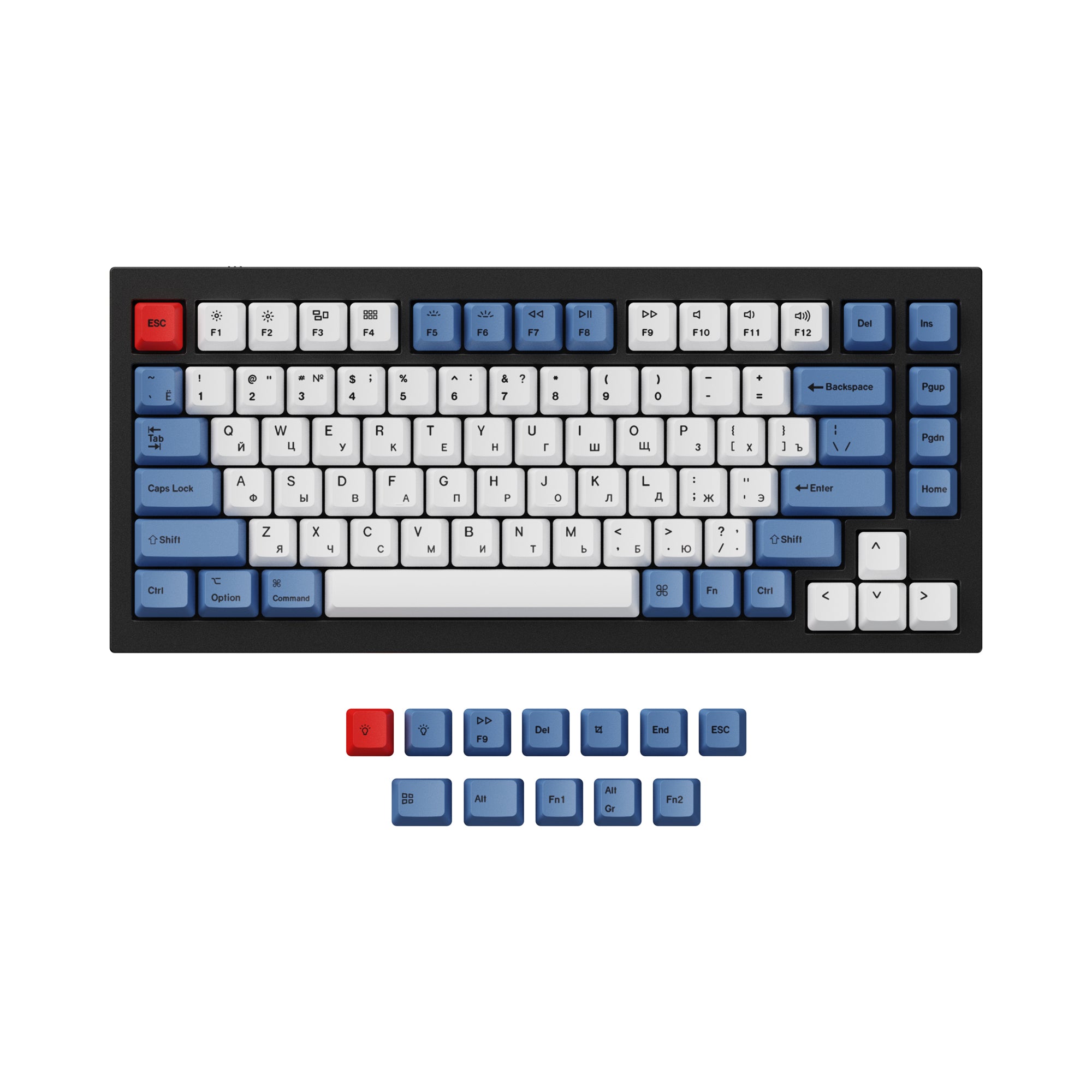 ISO & ANSI Q1 & Q1 Pro & Q2 & Q2 Pro & V1 & V2 & K2 & K2 Pro OEM Dye-Sub PBT Keycap Set - Blue - Image 3